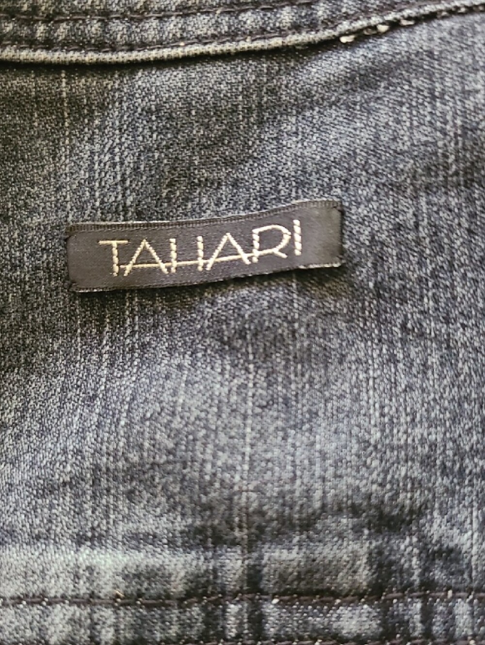 Tahari Charcoal Gray Denim Military-Style Jacket - Picture 6 of 6